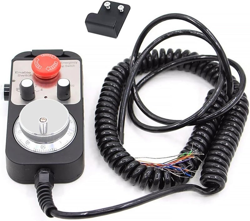 Drphiru MGP Pendant CNC Controller, CNC Electronic Handwheel Manual Pulse Generator with Emergency Stop, 100PPR Universal 4-Axis Controller for CNC Handwheel Encoders/Router/Lathe/Milling/Engraving Machine - Image 1